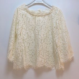 Joie eyelash lace cream 3/4 sleeve blouse